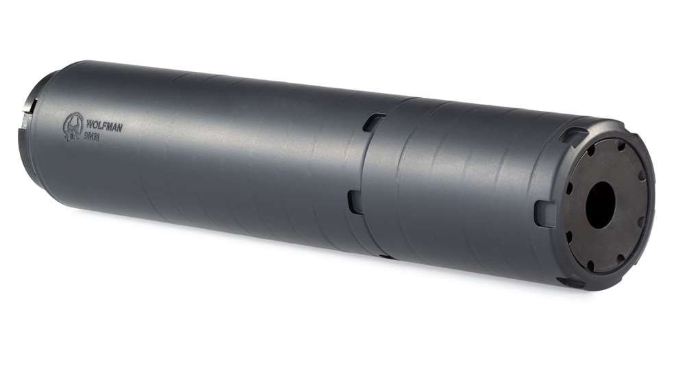 Dead Air Wolfman 9mm suppressor on a white background