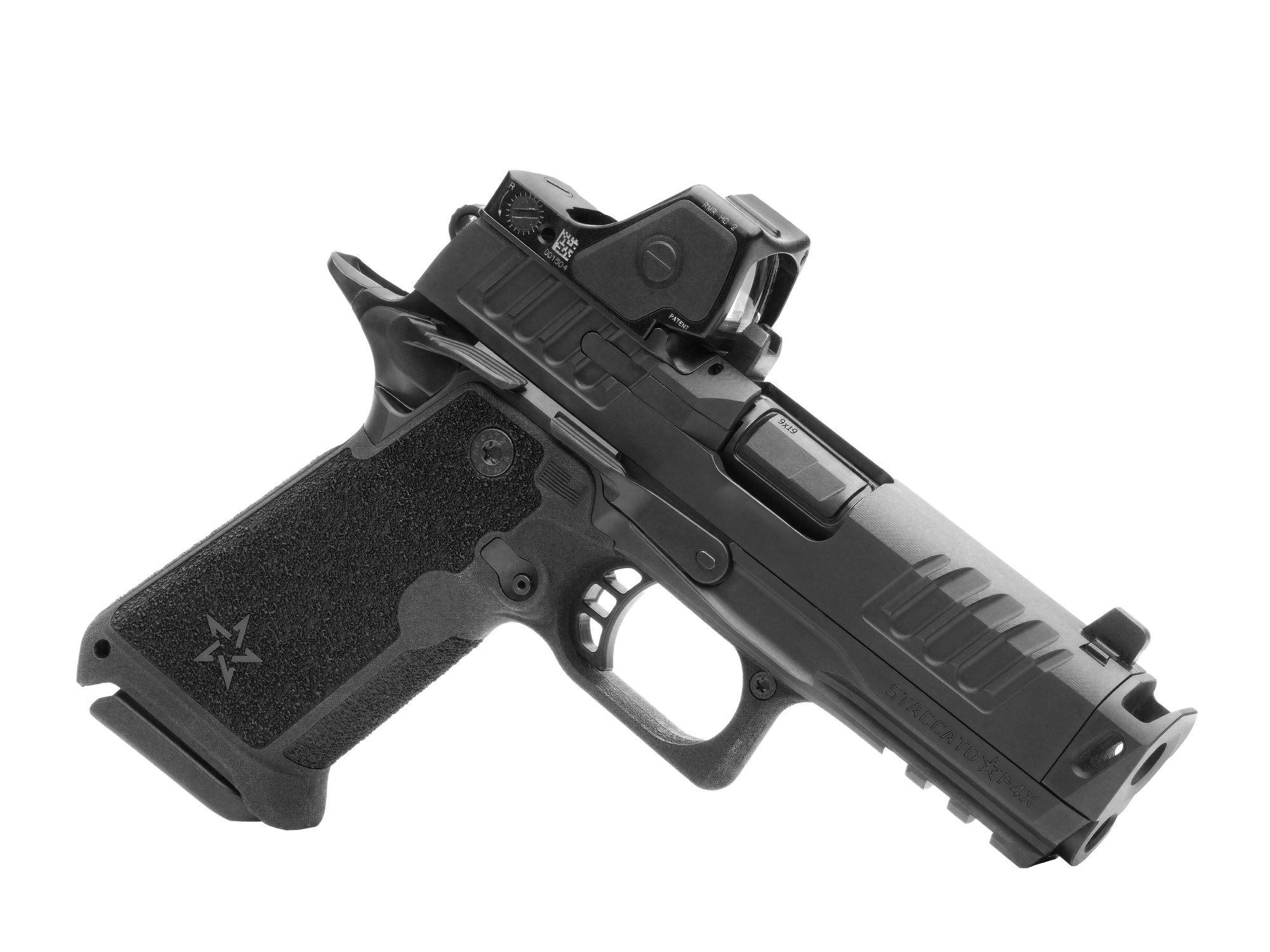 Staccato HD P4X with a red dot mounted on its HD HOST optic system