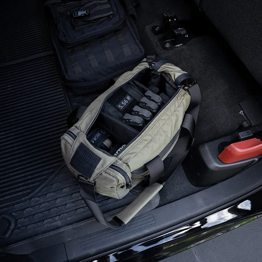 Lynx Defense Pistol Range Bag with its integrated rollout range mat deployed