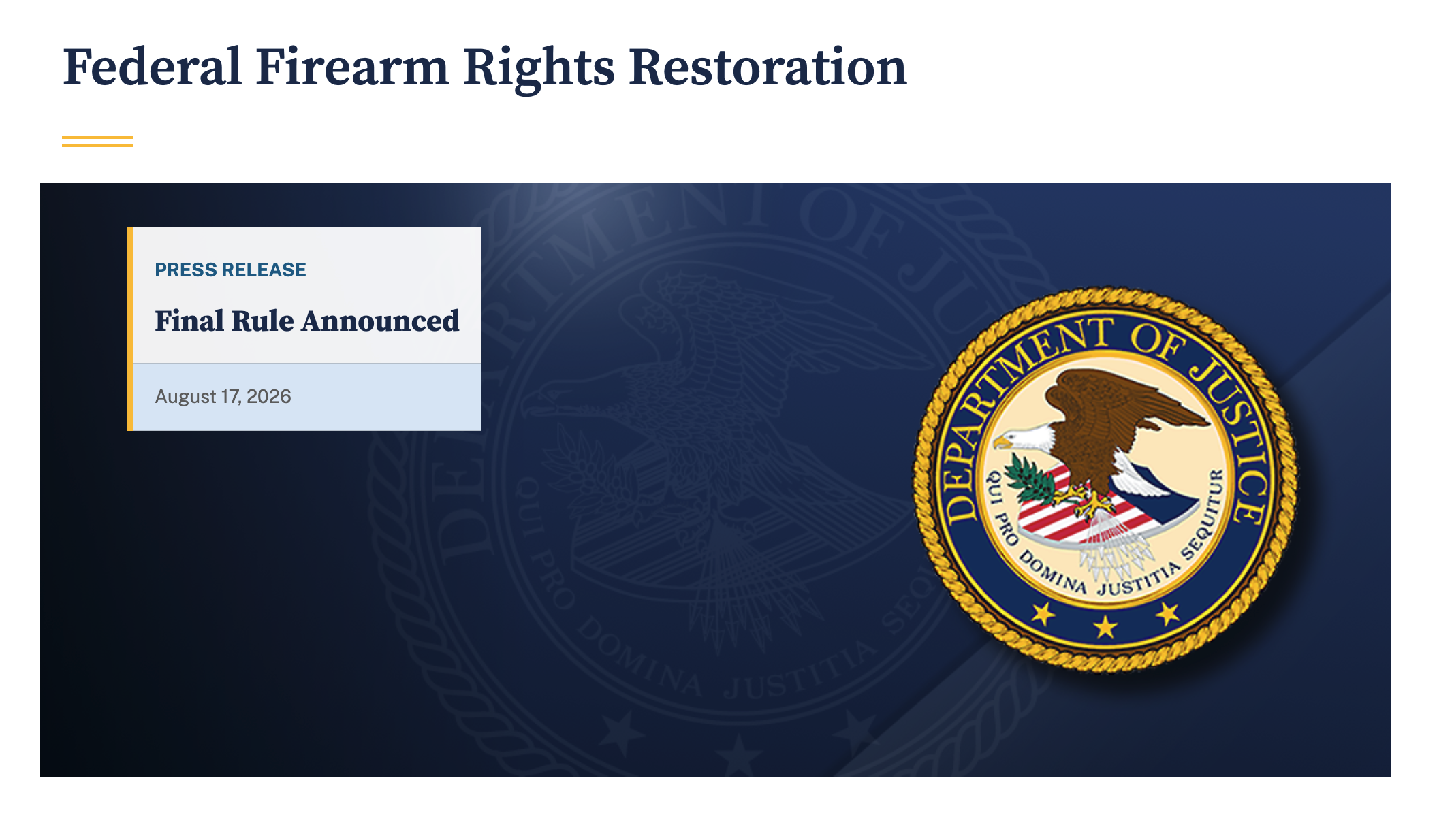 DOJ Federal Firearm Rights Restoration Program Goes Live, First Applications Open September 25