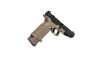 ZEV Technologies x WRMFZY OZ DOOM XL long-slide 9mm pistol with FDE aluminum grip and black DLC slide