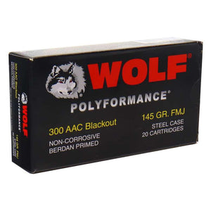 Wolf Polyformance 300 AAC Blackout Ammo 145 Grain Full Metal Jacket - 300BLKFMJ1 deal