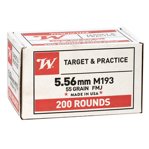 Winchester USA 5.56x45mm NATO M193 Ammo 55 Grain FMJ 200 Rounds Value Pack deal